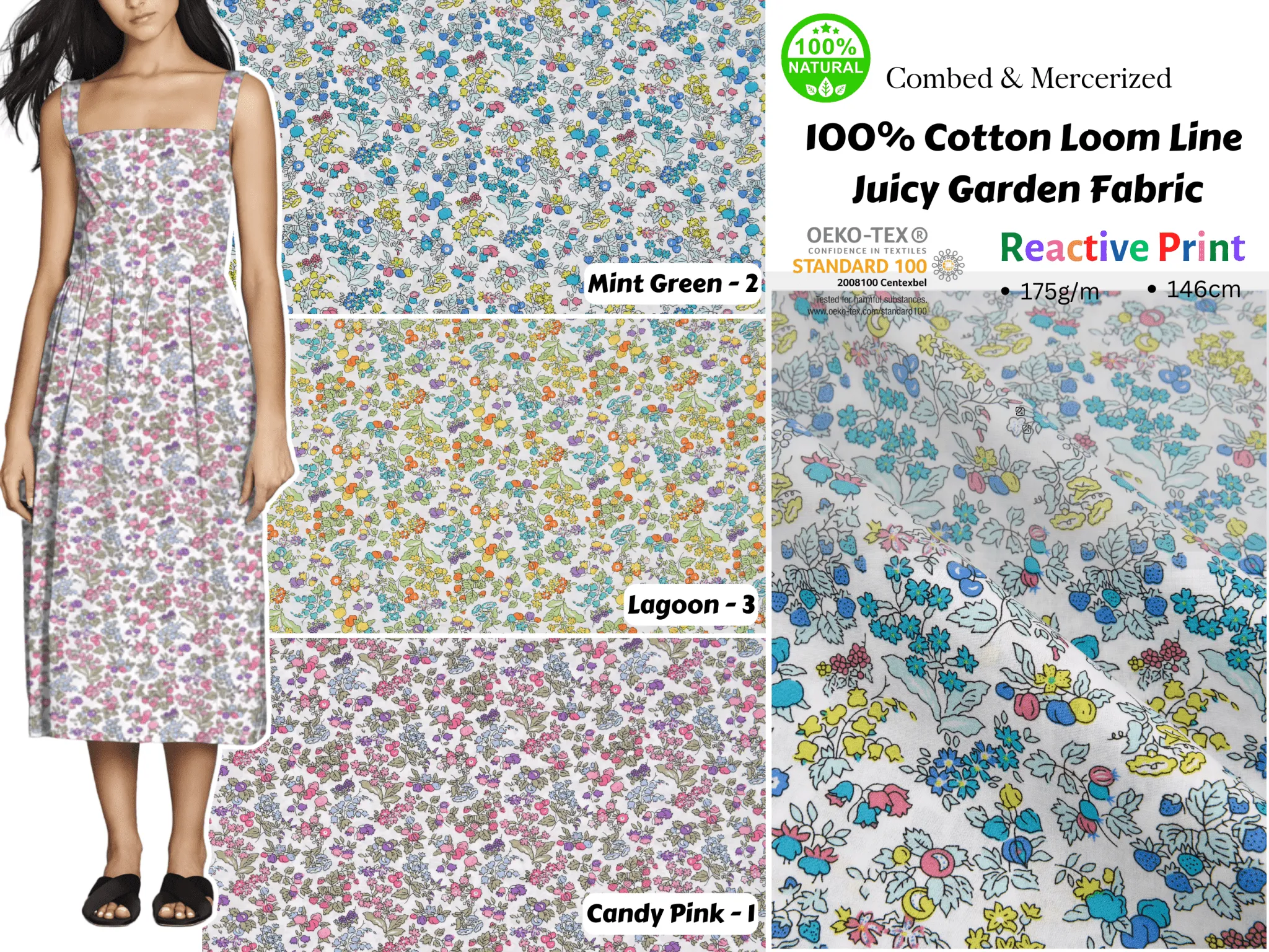 100% Cotton Loom Line  Juicy Garden Fabric - 154