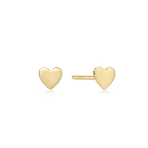 14K Solid Gold Heart Stud Earrings