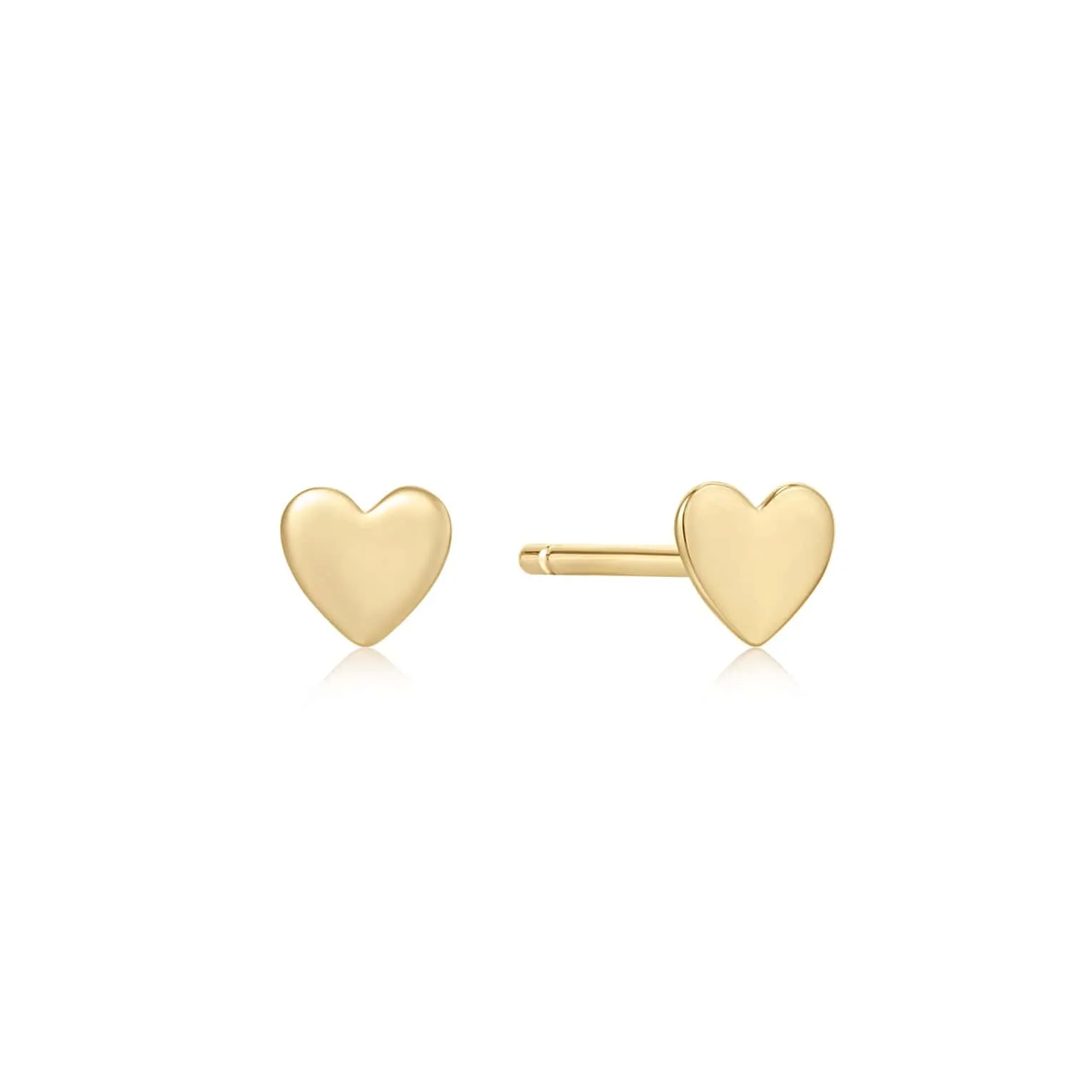 14K Solid Gold Heart Stud Earrings