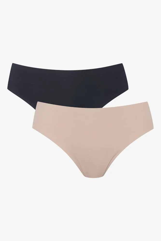 2 Pack Bonded Brazilian Panties Black & Natural