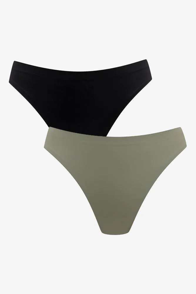 2 Pack Bonded Thongs Green & Black