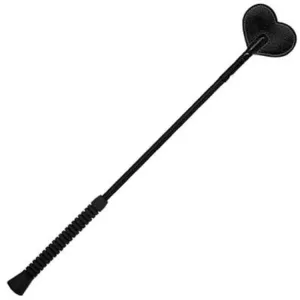 20 inches Flexi Crop Black Heart Shape Leather Tip