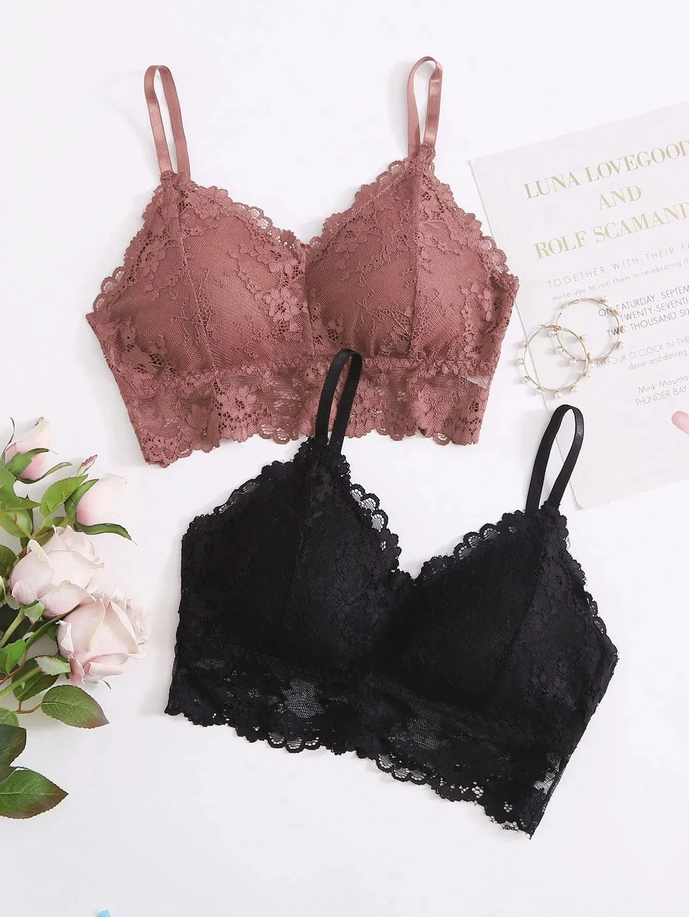 2pack Floral Lace Bra Set