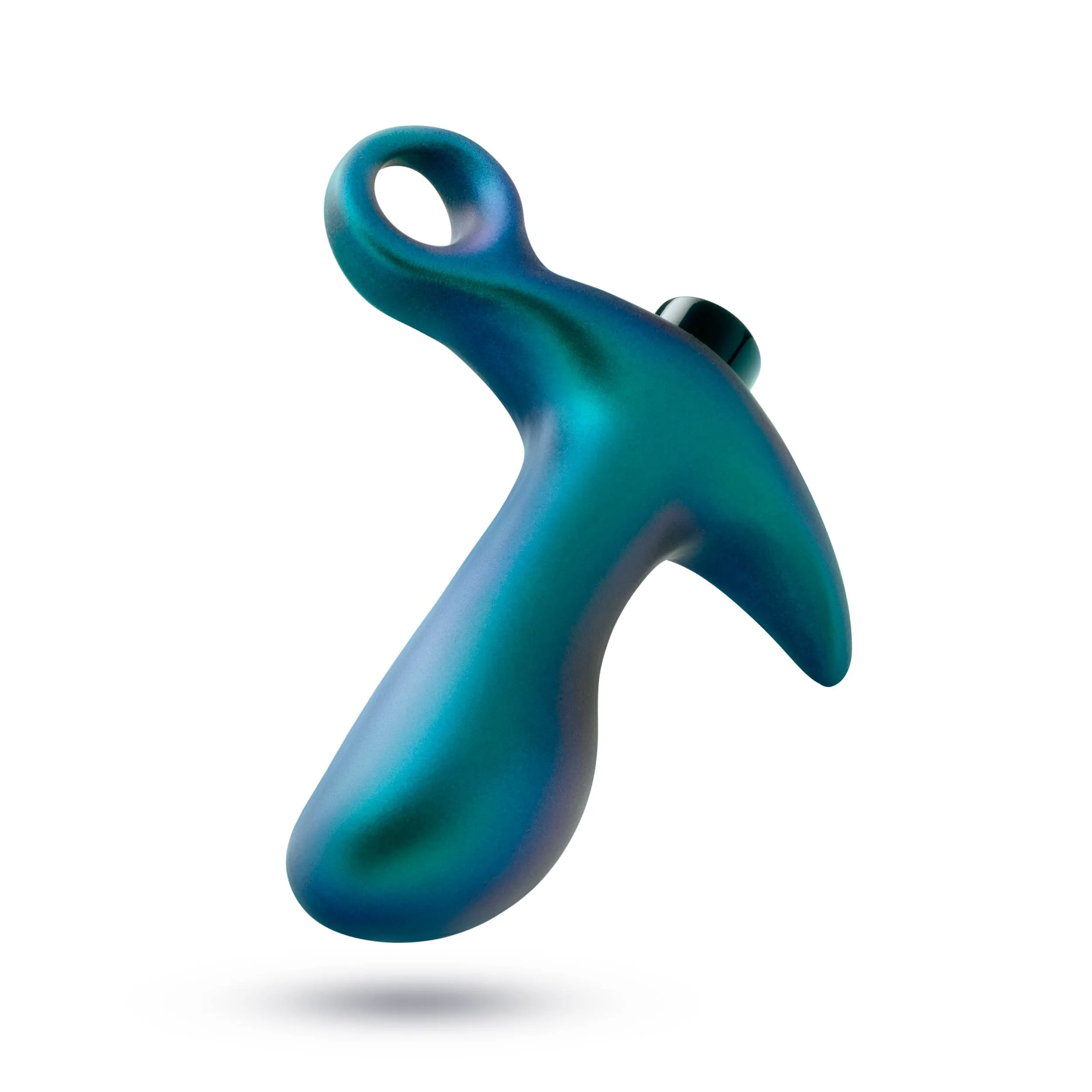 Anal Adventures Matrix By Blush® | Teleportation Plug: Curved For Prostate Massaging With Finger Loop in Lunar Blue | With Stayput™ Technology & AnchorTech™ Base