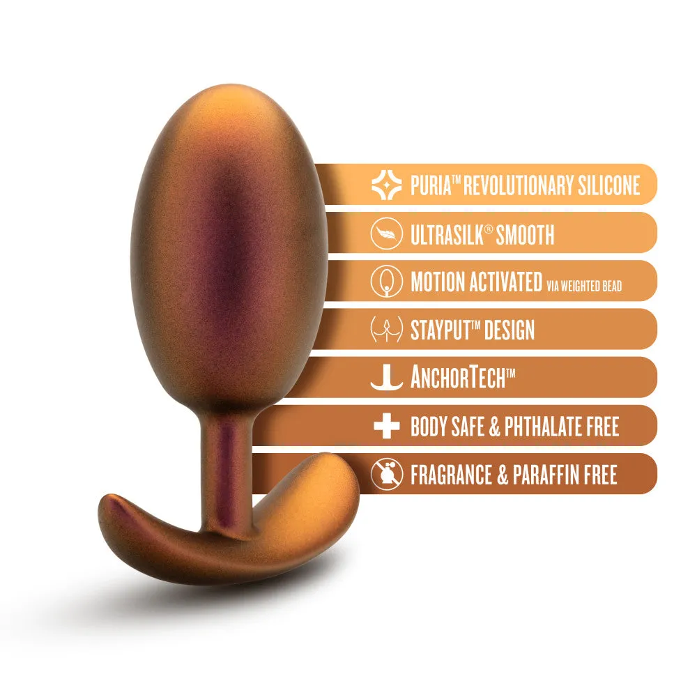 Anal Adventures Matrix By Blush® | The Neutron Plug: 4 inch Vibrating Inner Ball Butt Plug in Cosmic Copper | With Stayput™ Technology & Anchortech™ Base