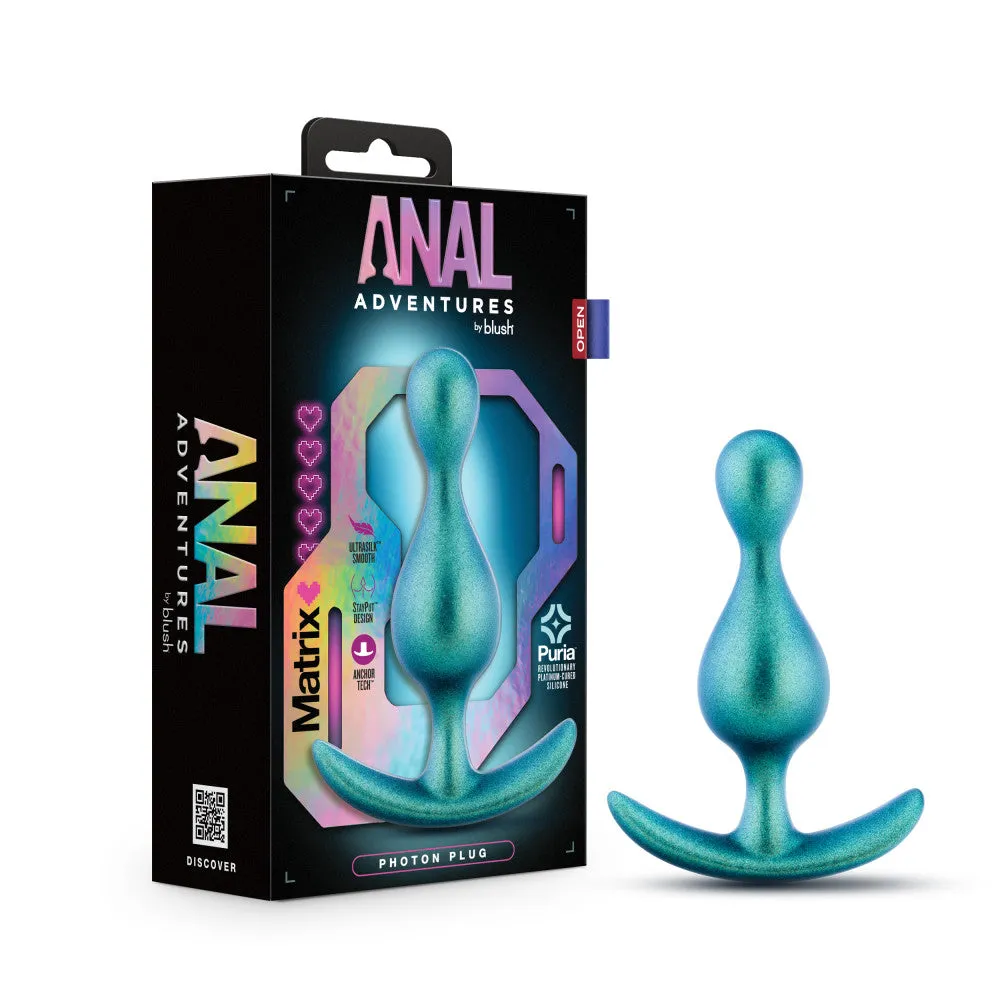 Anal Adventures Matrix By Blush® | The Photon Plug: 4.5 inch Smooth Tapered Butt Plug in Neptune Teal | With Stayput™ Technology & AnchorTech™ Base