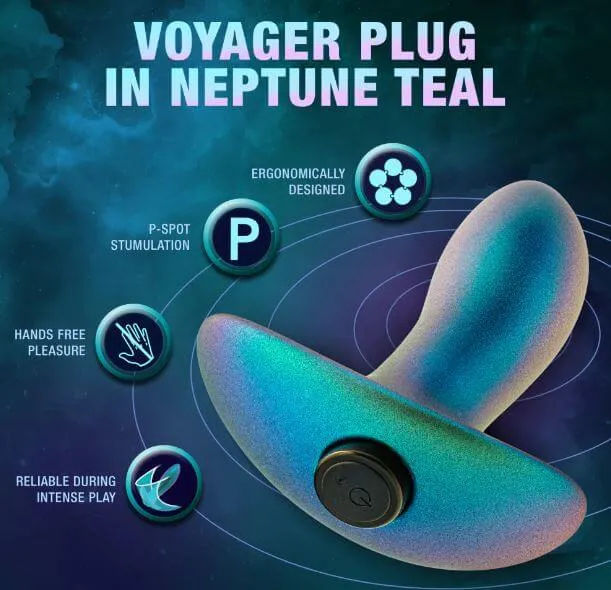 Anal Adventures Matrix Voyager Plug – Neptune Teal | 10 Vibration Modes, Silicone Butt Plug