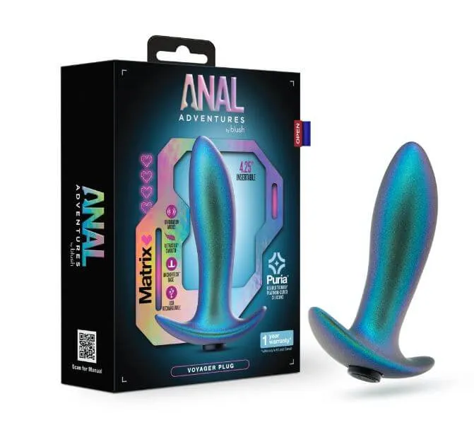 Anal Adventures Matrix Voyager Plug – Neptune Teal | 10 Vibration Modes, Silicone Butt Plug