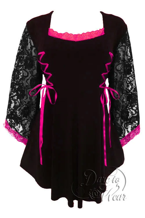 Anastasia Top in Black/Fuschia