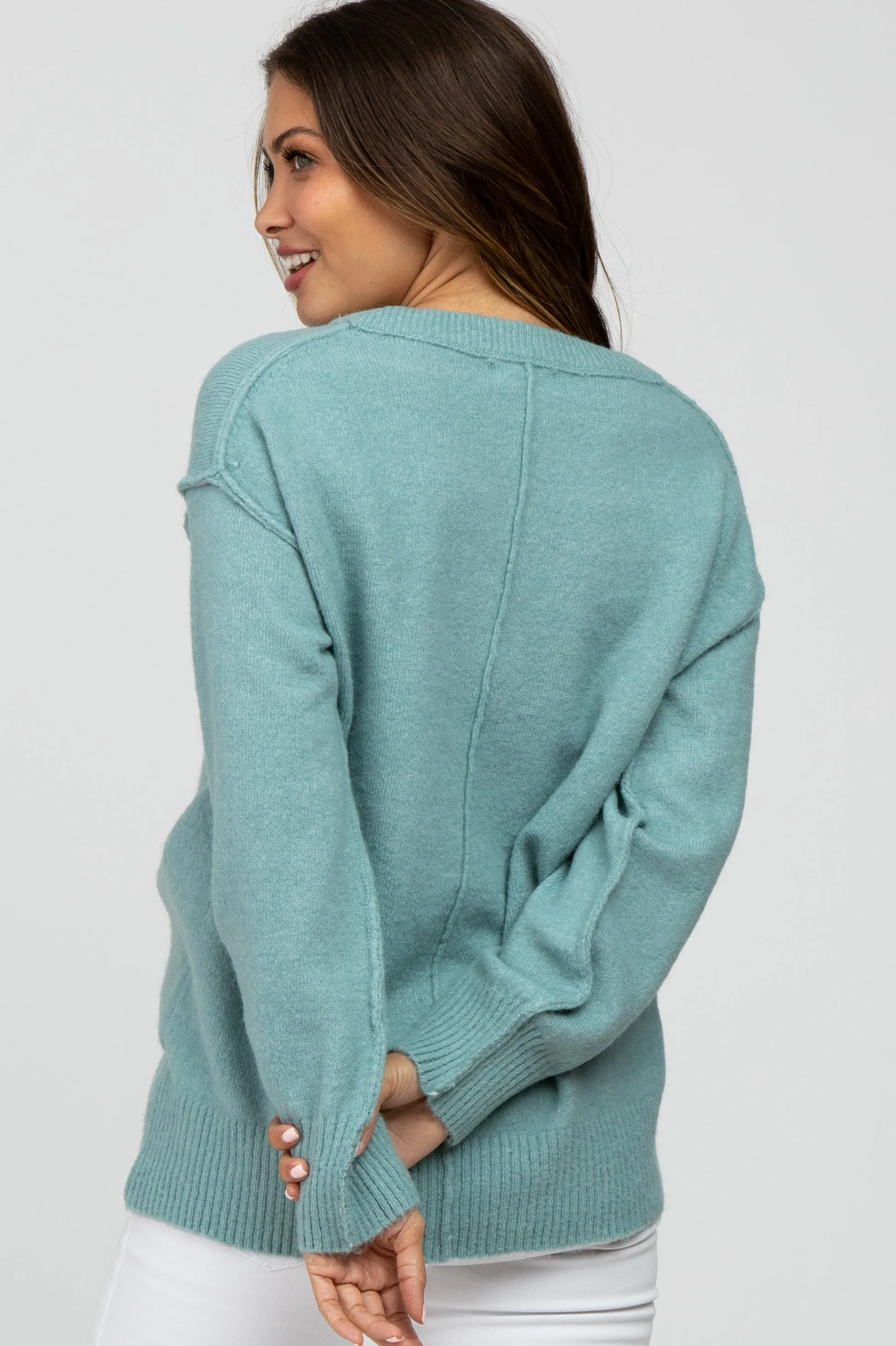 Aqua Exposed Seam Maternity Sweater