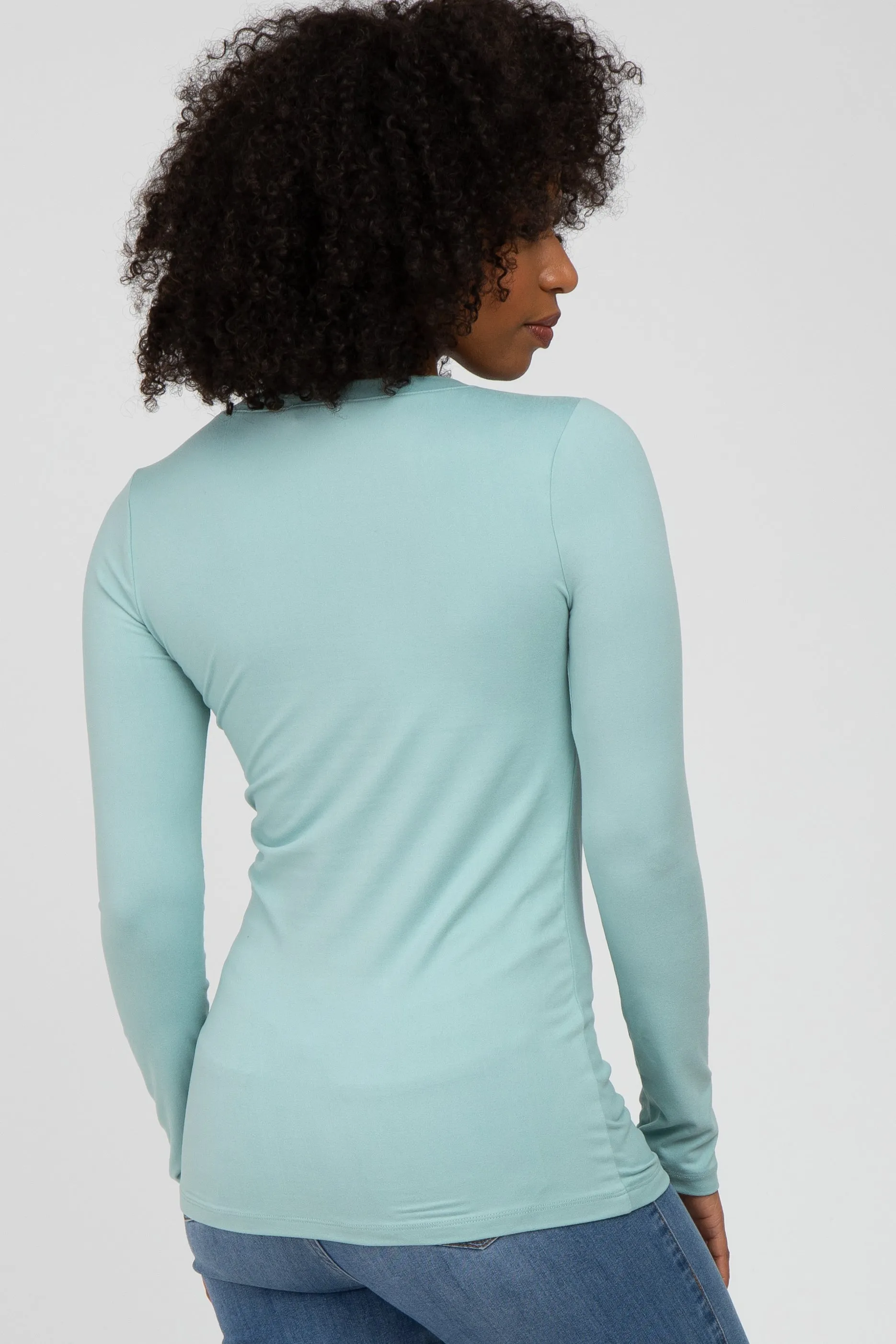 Aqua V-Neck Basic Long Sleeve Top