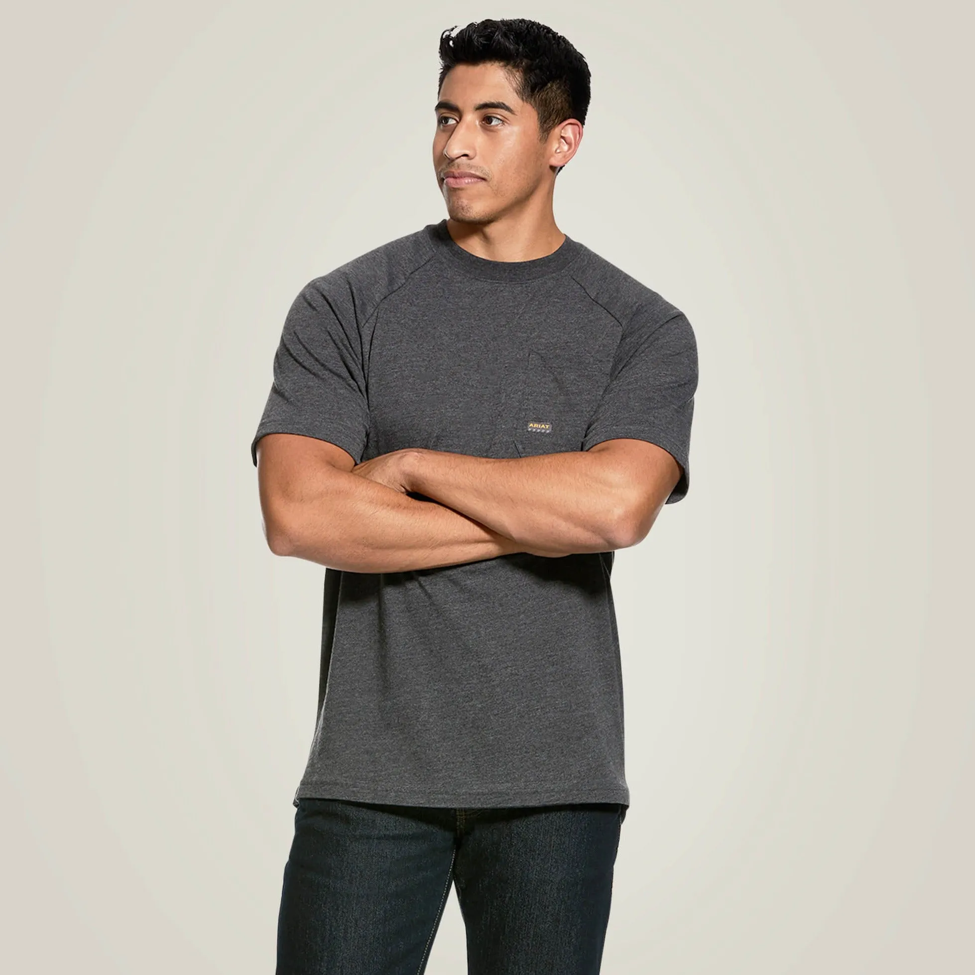 Ariat Men's Rebar Cotton Strong Pocket T-Shirt in Charcoal Heather