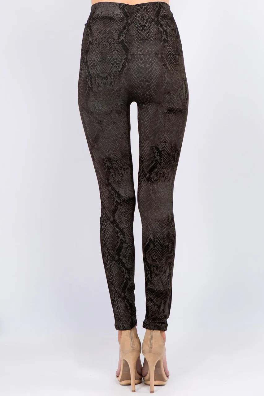 B4292AS High Waist Full Length Legging - Dark Taupe