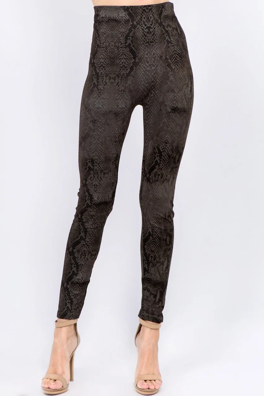 B4292AS High Waist Full Length Legging - Dark Taupe