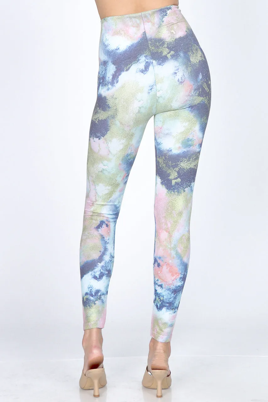 B4292EH High Waist Full Length Legging Watercolor