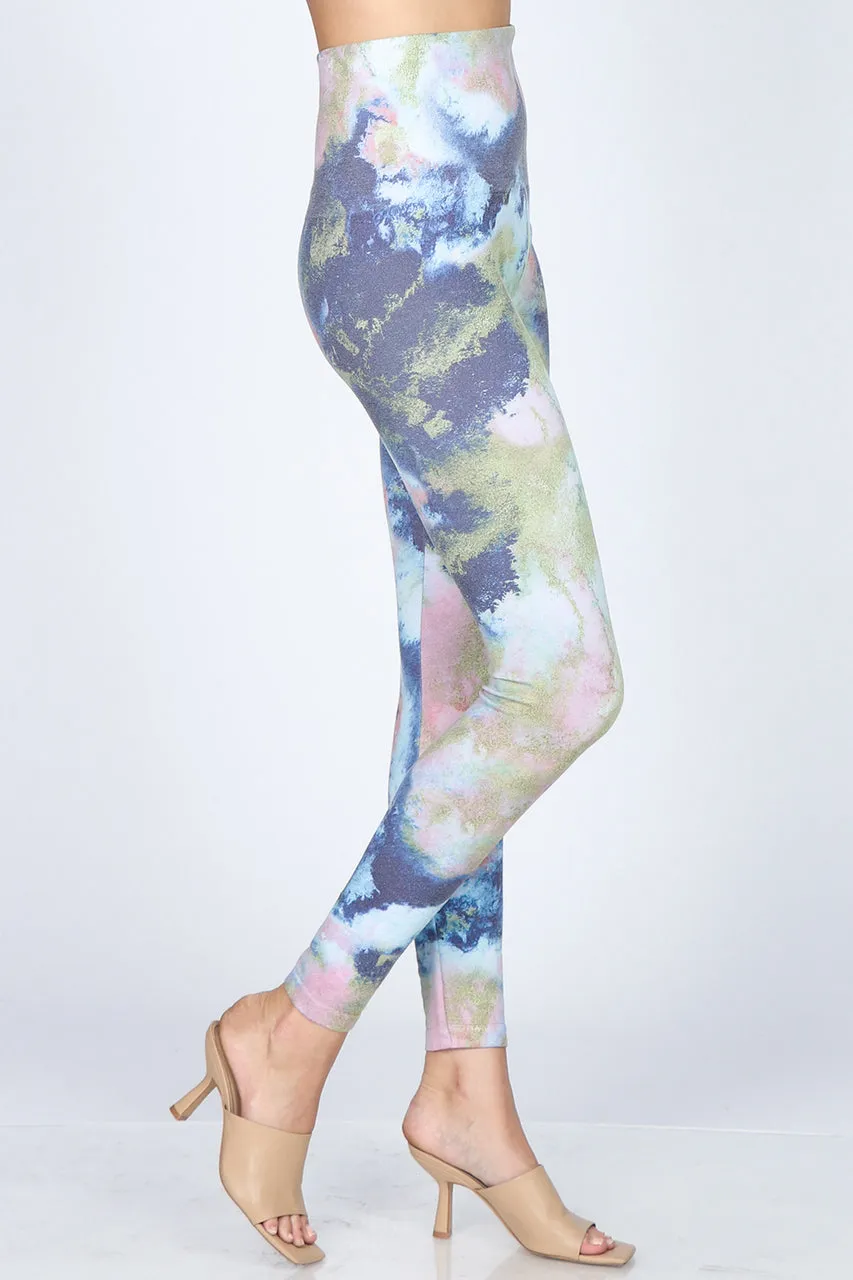 B4292EH High Waist Full Length Legging Watercolor