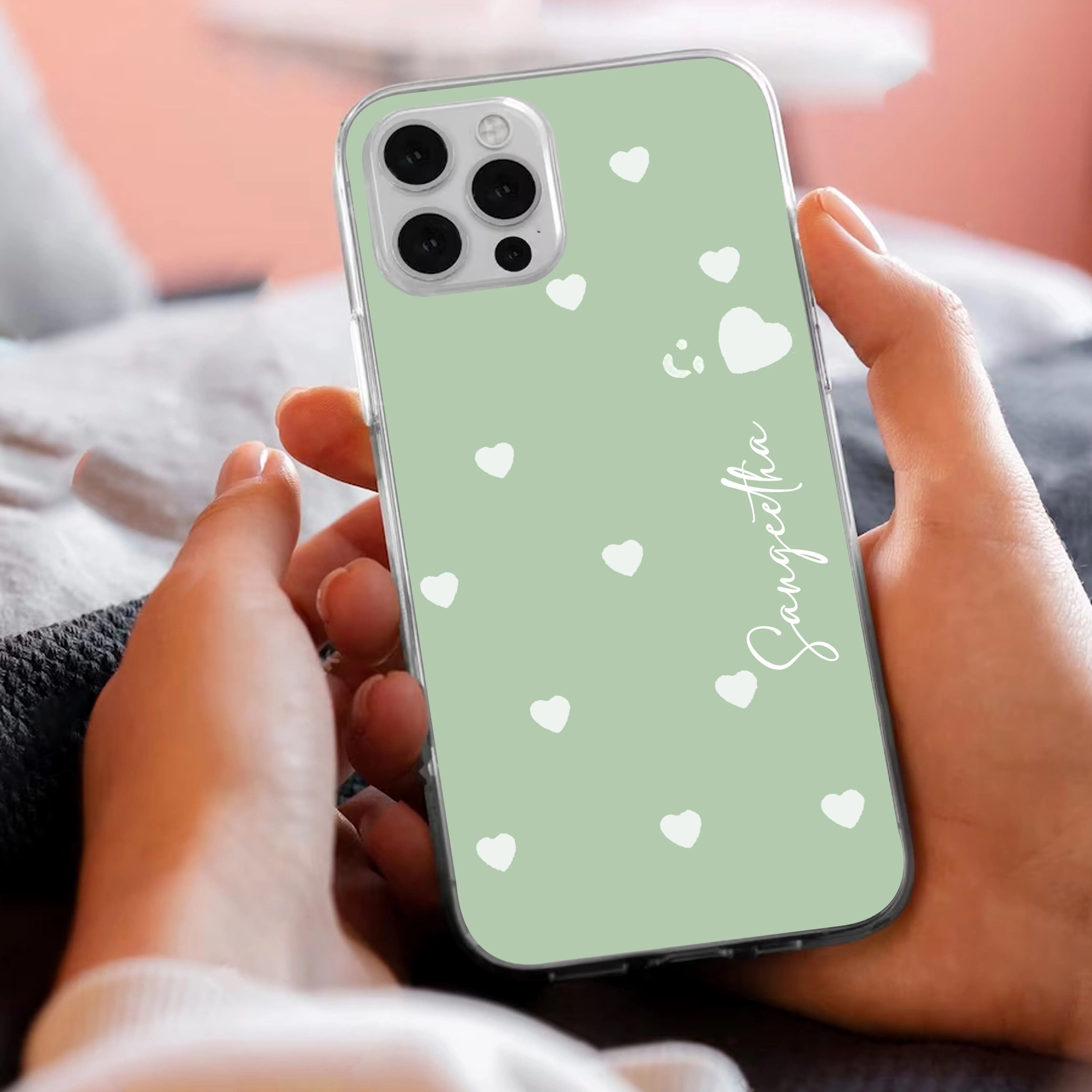 Be Loved Customize Transparent Silicon Case Mint Green For iPhone