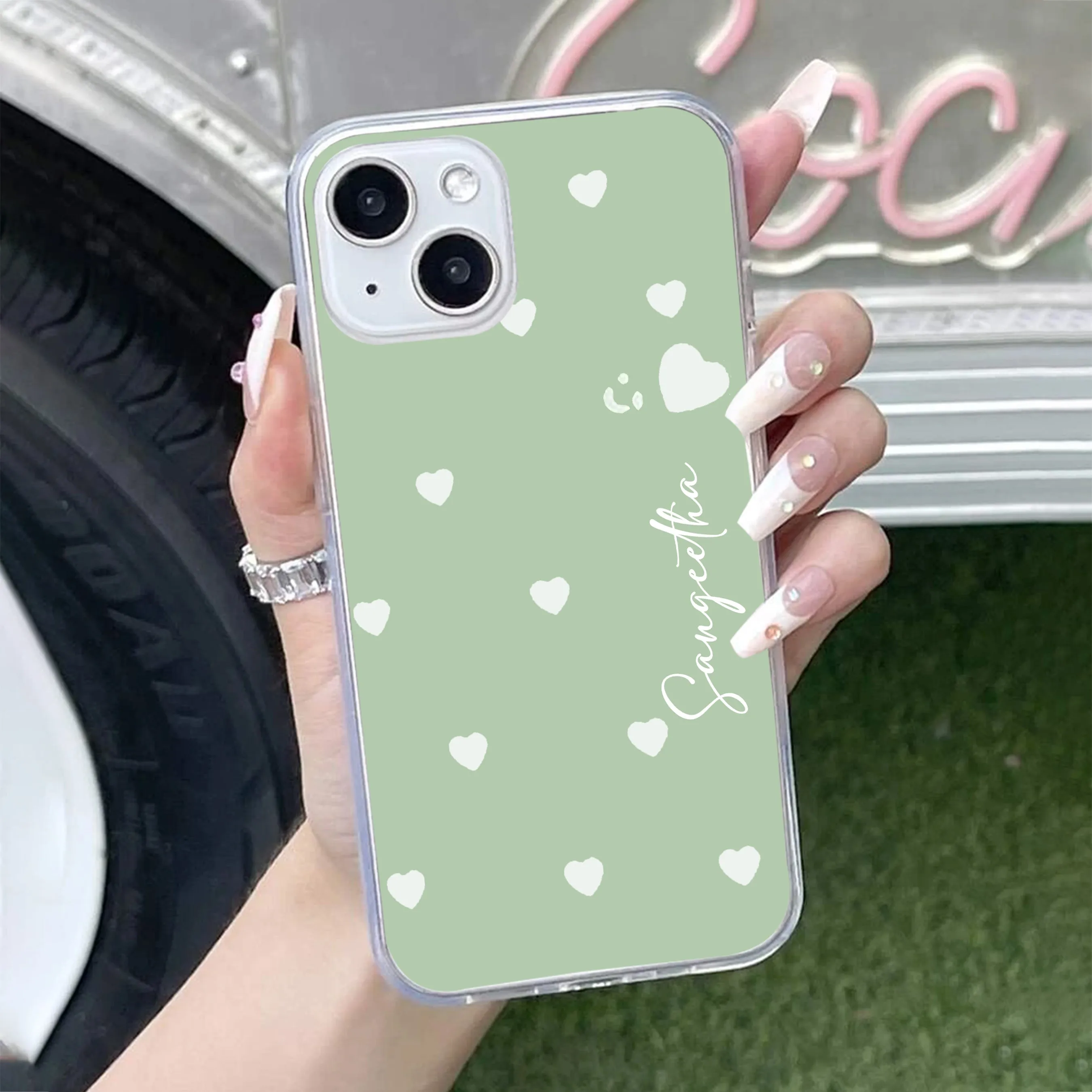 Be Loved Customize Transparent Silicon Case Mint Green For iPhone