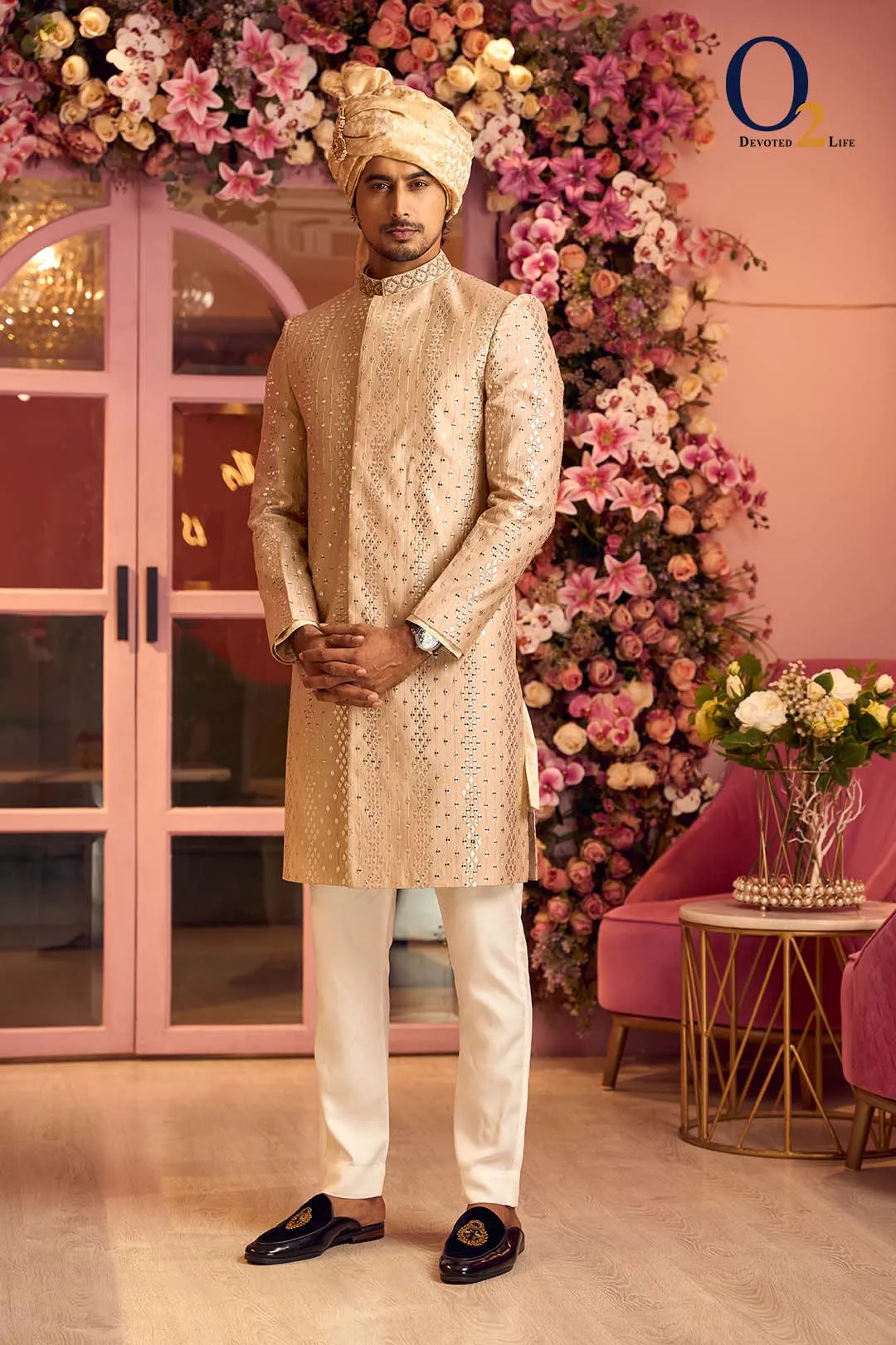 Beige Papti Exclusive Sherwani