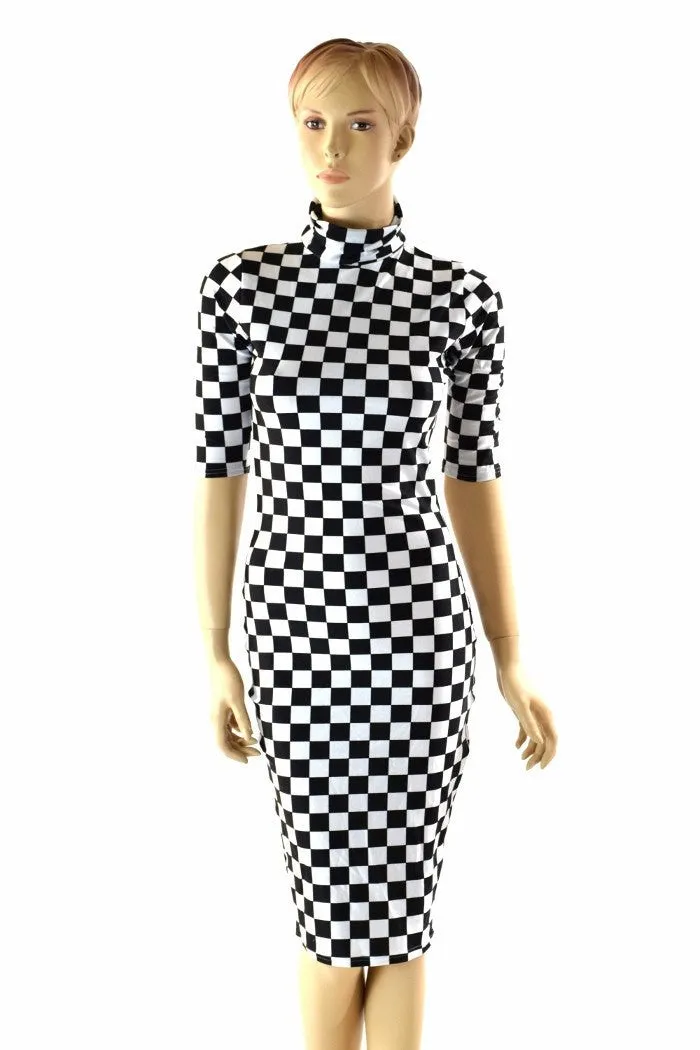 Black & White Checkered Bodycon Dress