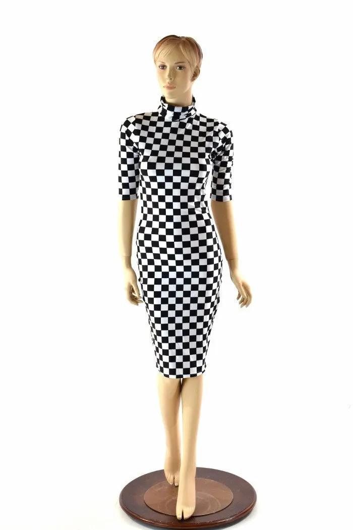 Black & White Checkered Bodycon Dress