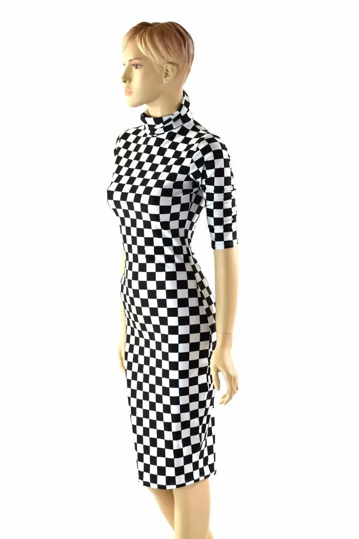 Black & White Checkered Bodycon Dress