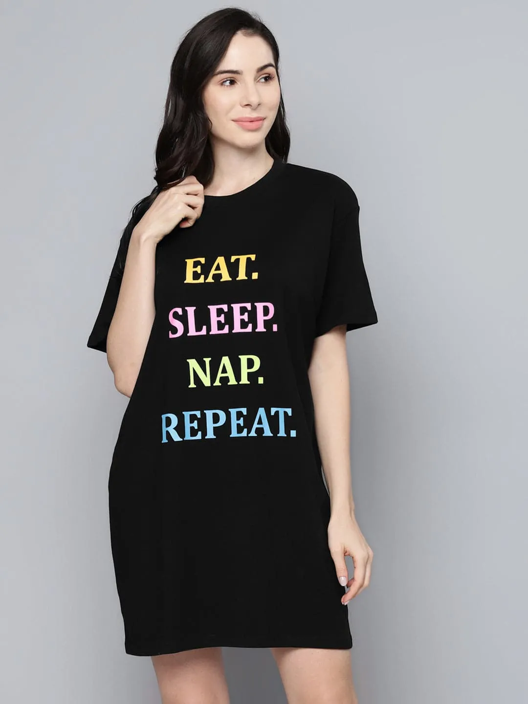 Black Eat-Sleep-Nap-Repeat Sleepshirt