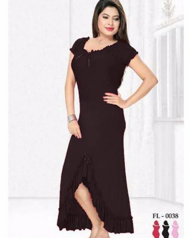 Flourish Nightwear Black Nightgown - Style FL-0038