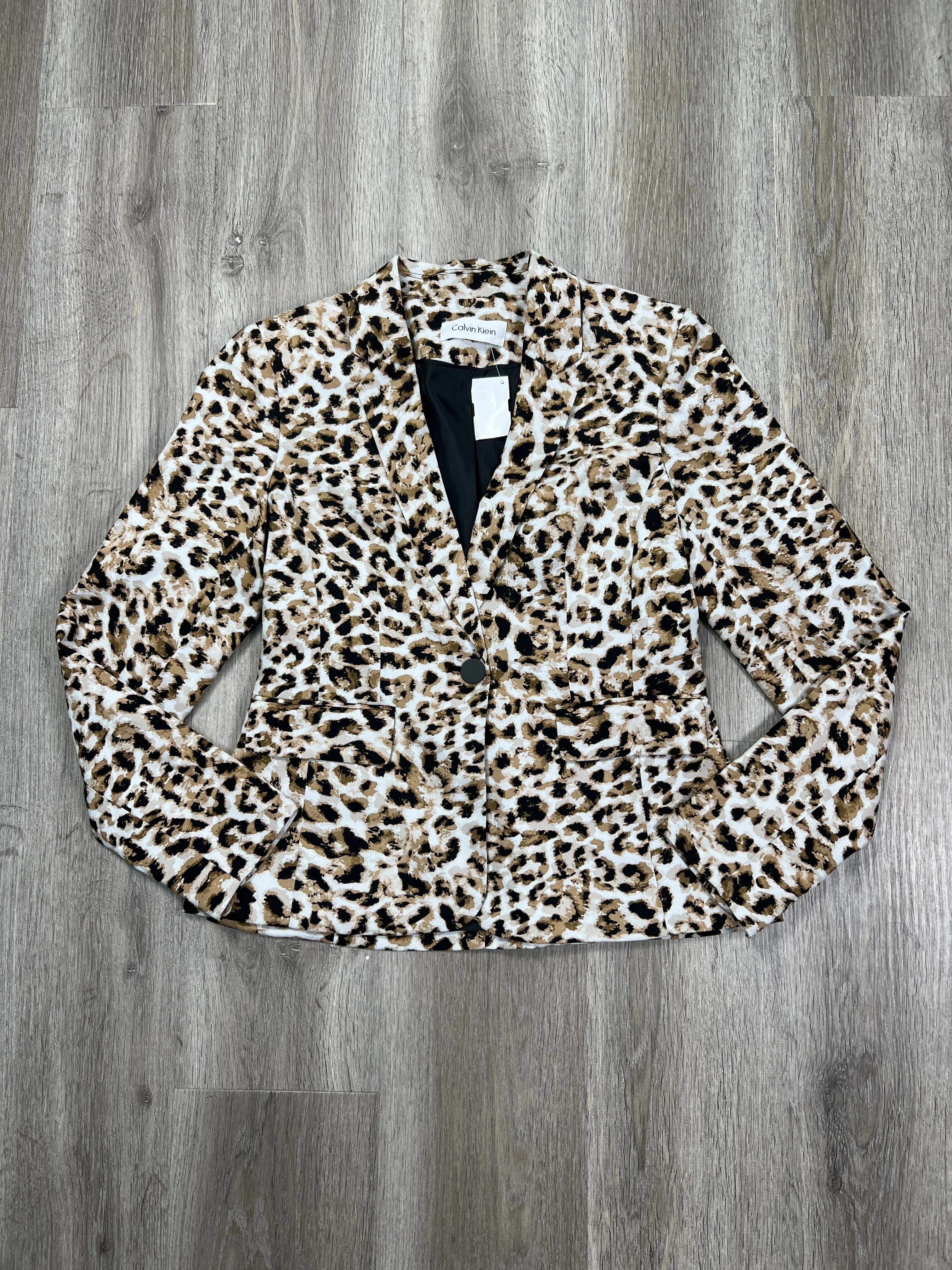 Blazer By Calvin Klein In Leopard Print, Size: Xs