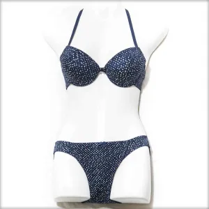 Blue Polka Dotted Bra Panty Set