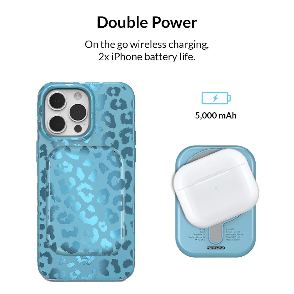 Blue Sapphire Leopard MagSafe Battery Power Pack