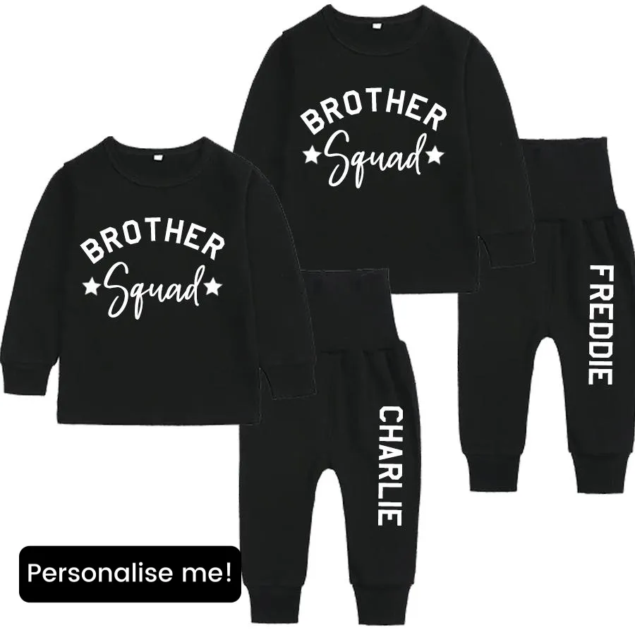 Brother Squad Personalised Black Lounge Sets