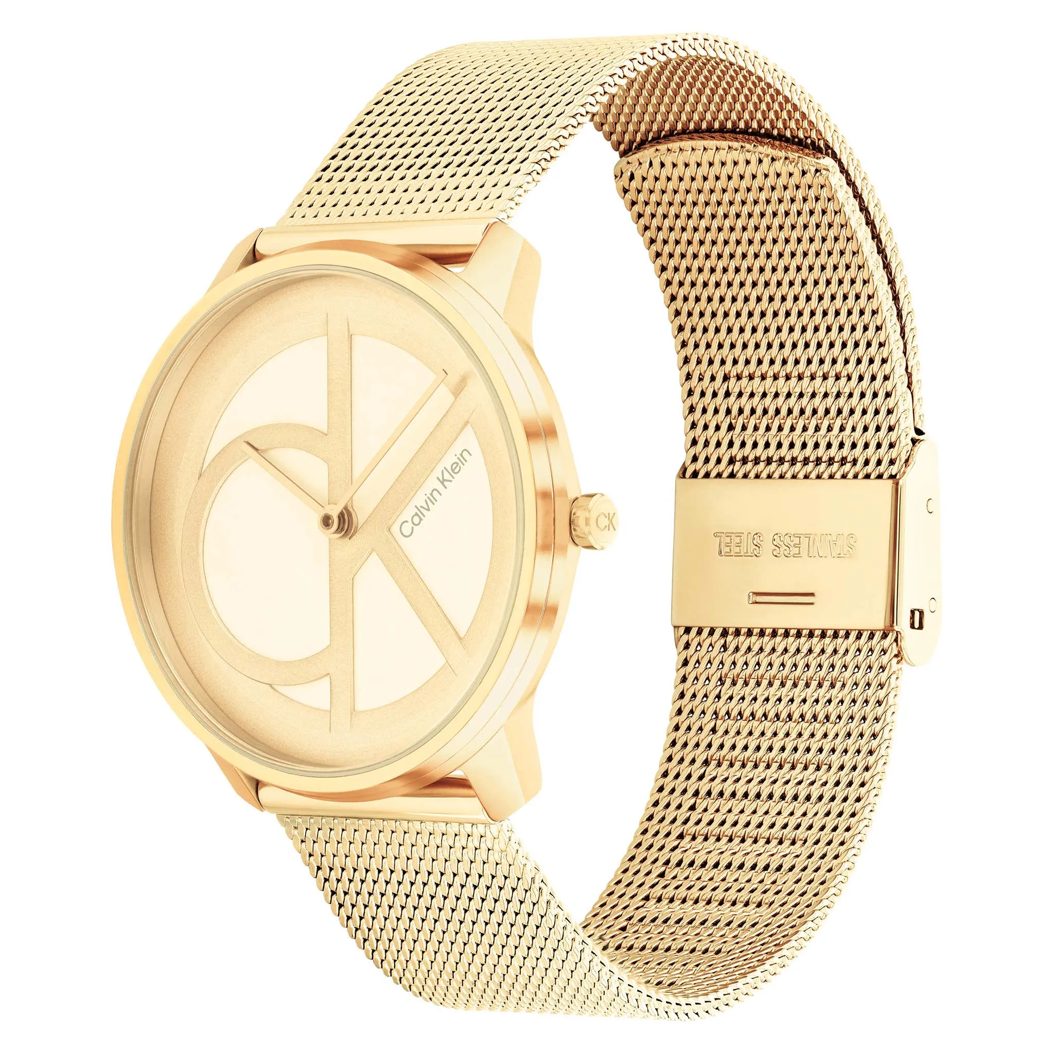 Calvin Klein Gold Mesh Light Champagne Dial Unisex Watch - 25200034