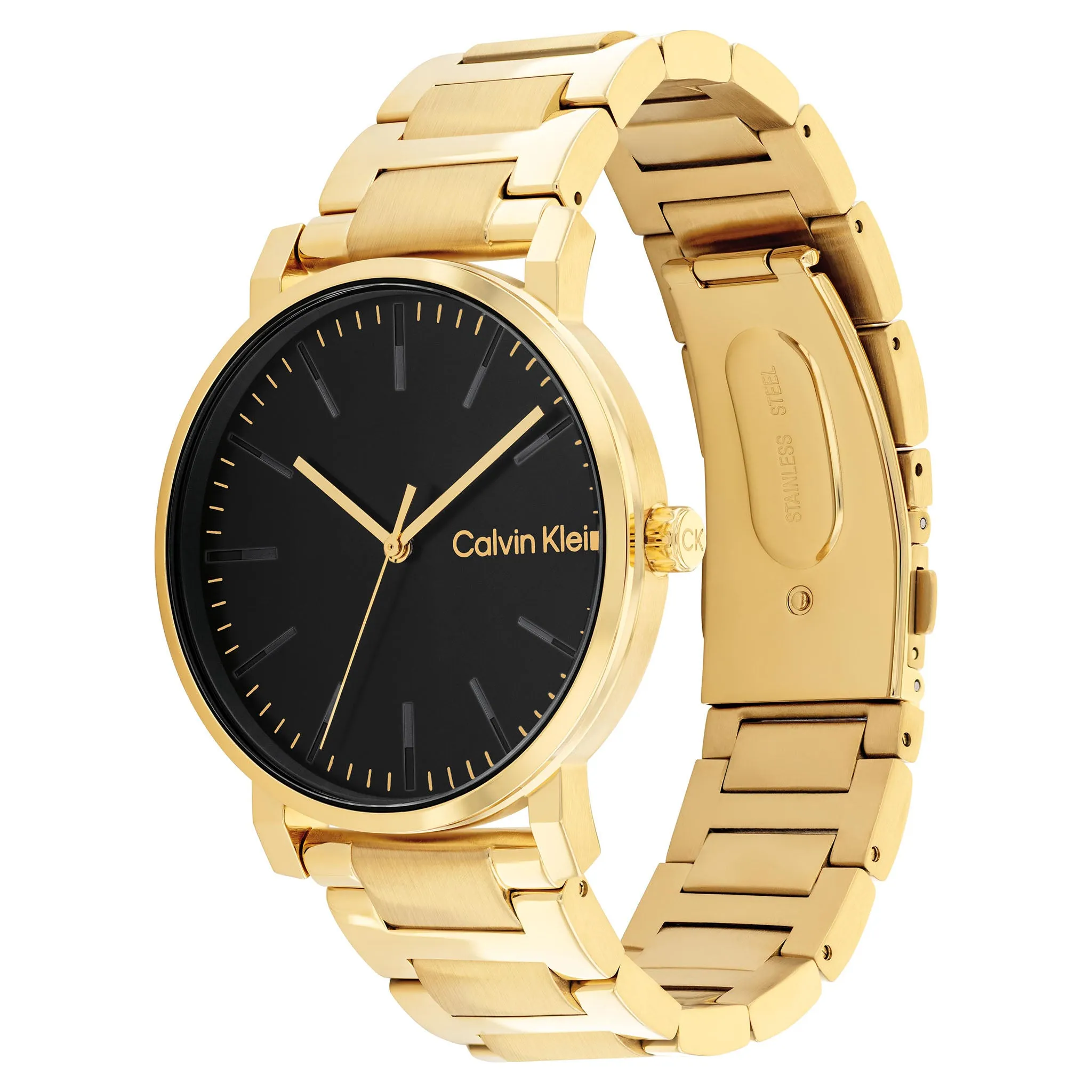 Calvin Klein Gold Steel Black Dial Men's Watch - 25200257