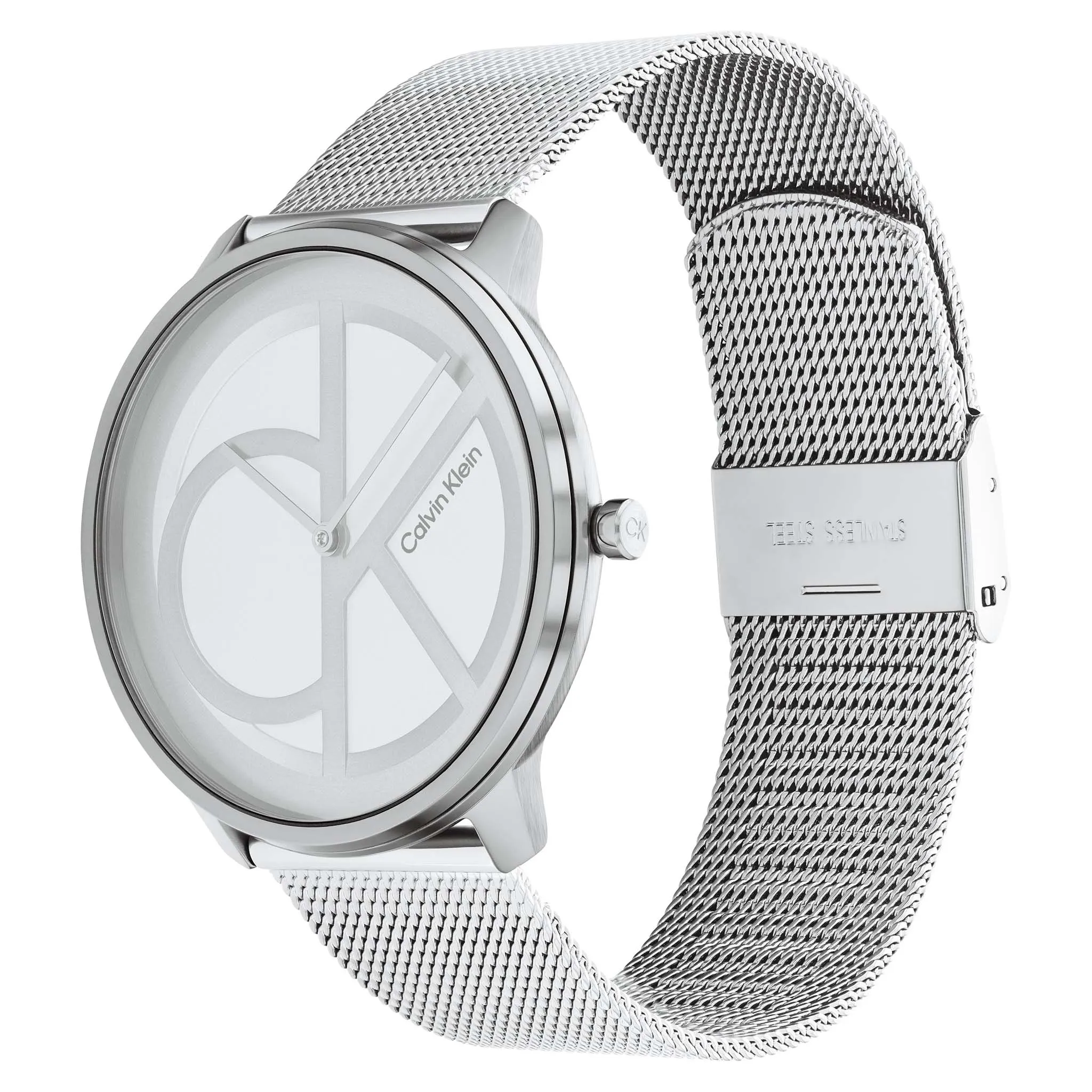 Calvin Klein Steel Mesh Silver White Dial Unisex Watch - 25200027