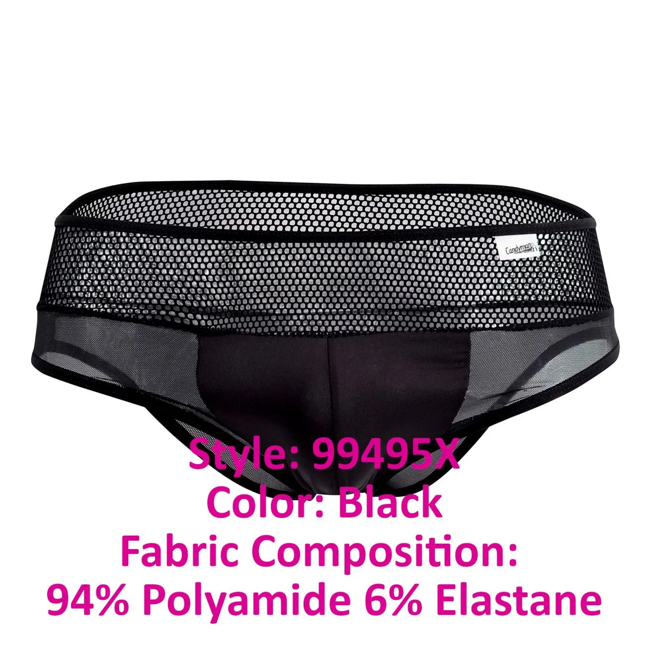 CandyMan 99495X Mesh Briefs Color Black