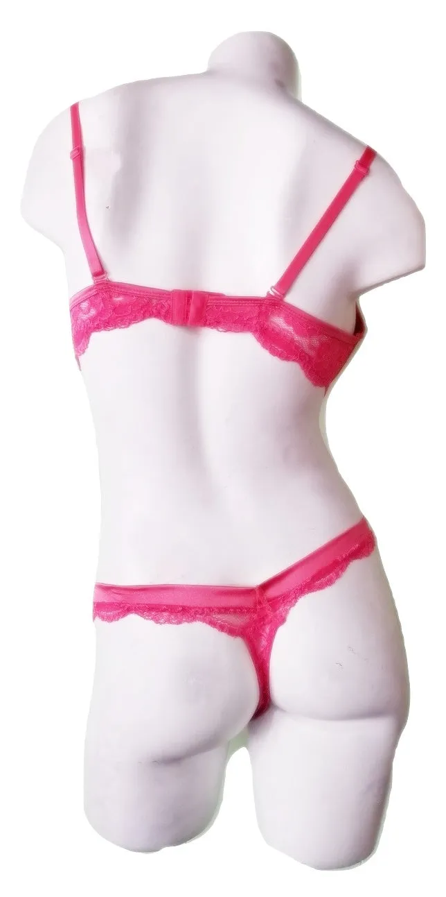 Coral Lace Bra & Panty Set