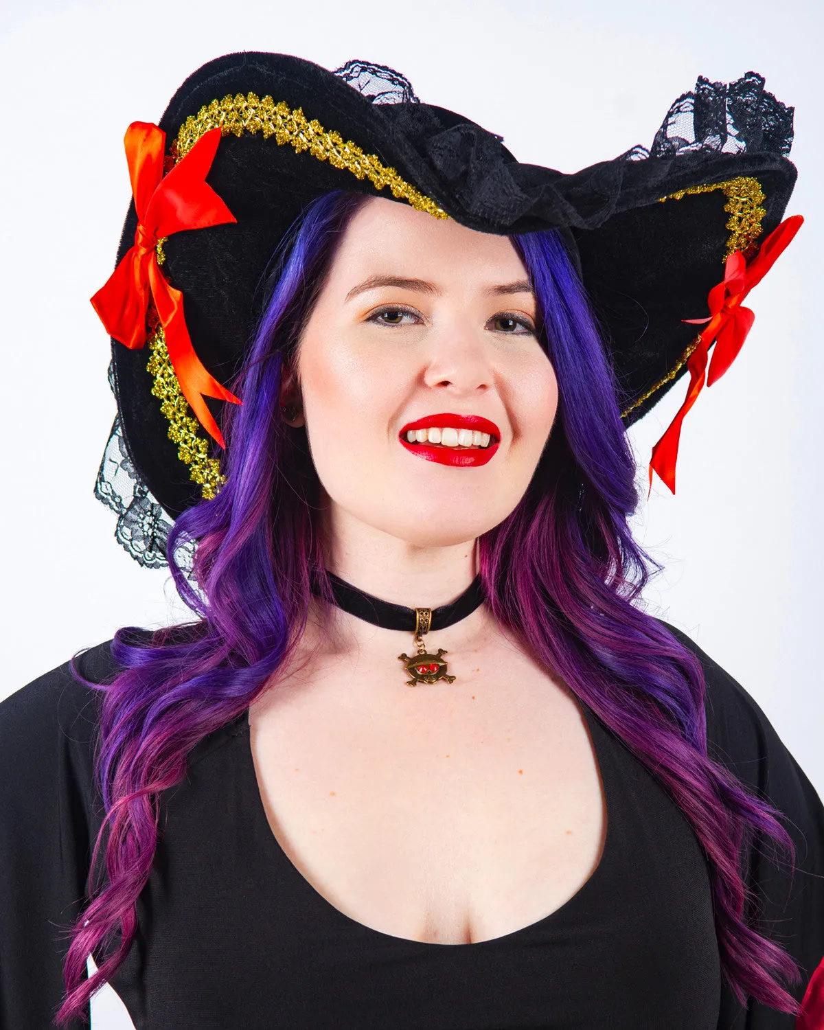 Corsair Pirate Costume with Corsetta Top, Red Queen