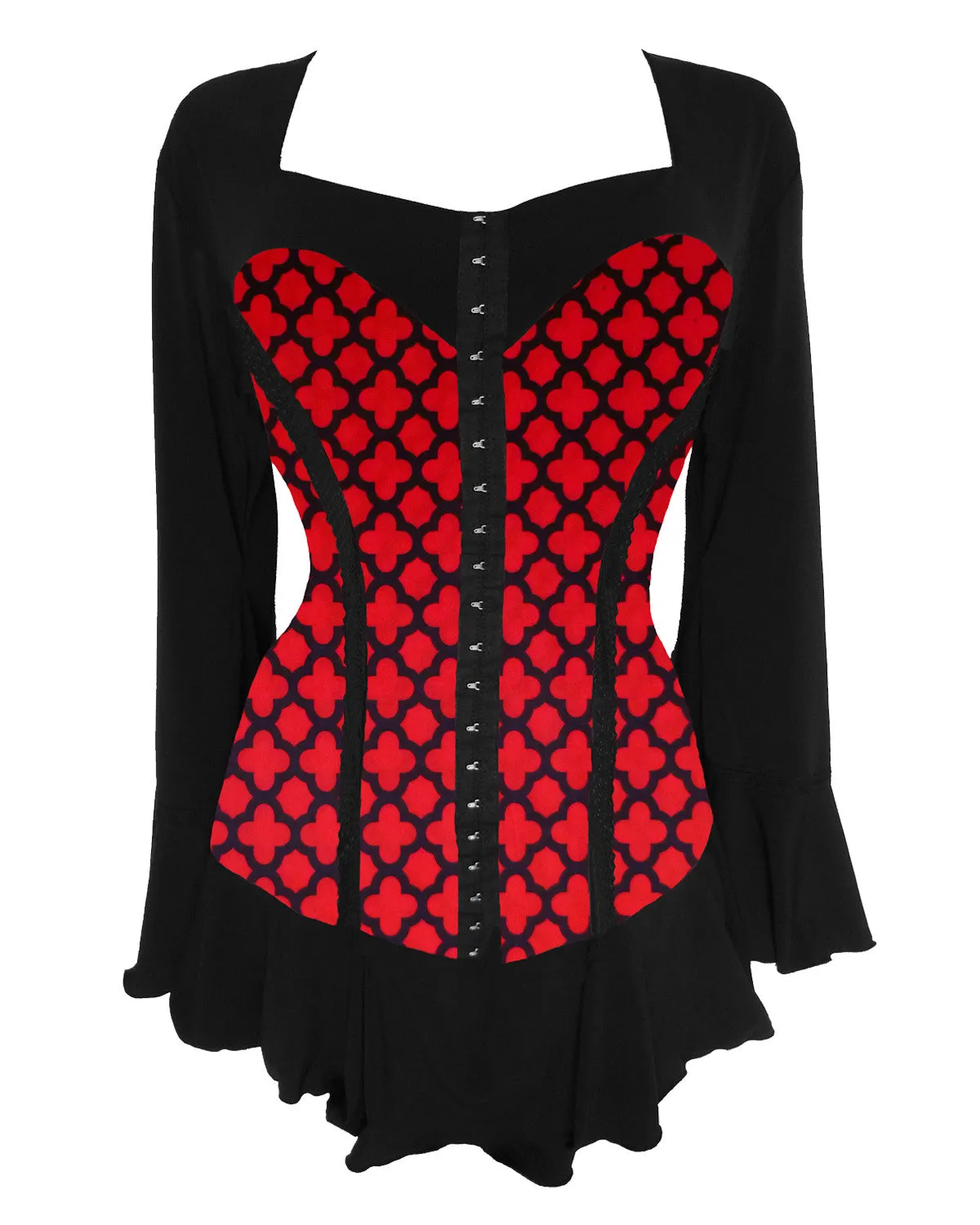 Corsair Pirate Costume with Corsetta Top, Red Queen