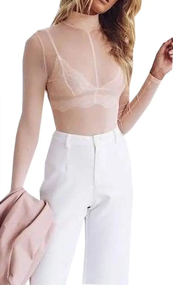 Crop Top Sexy Mujer Camiseta transparent