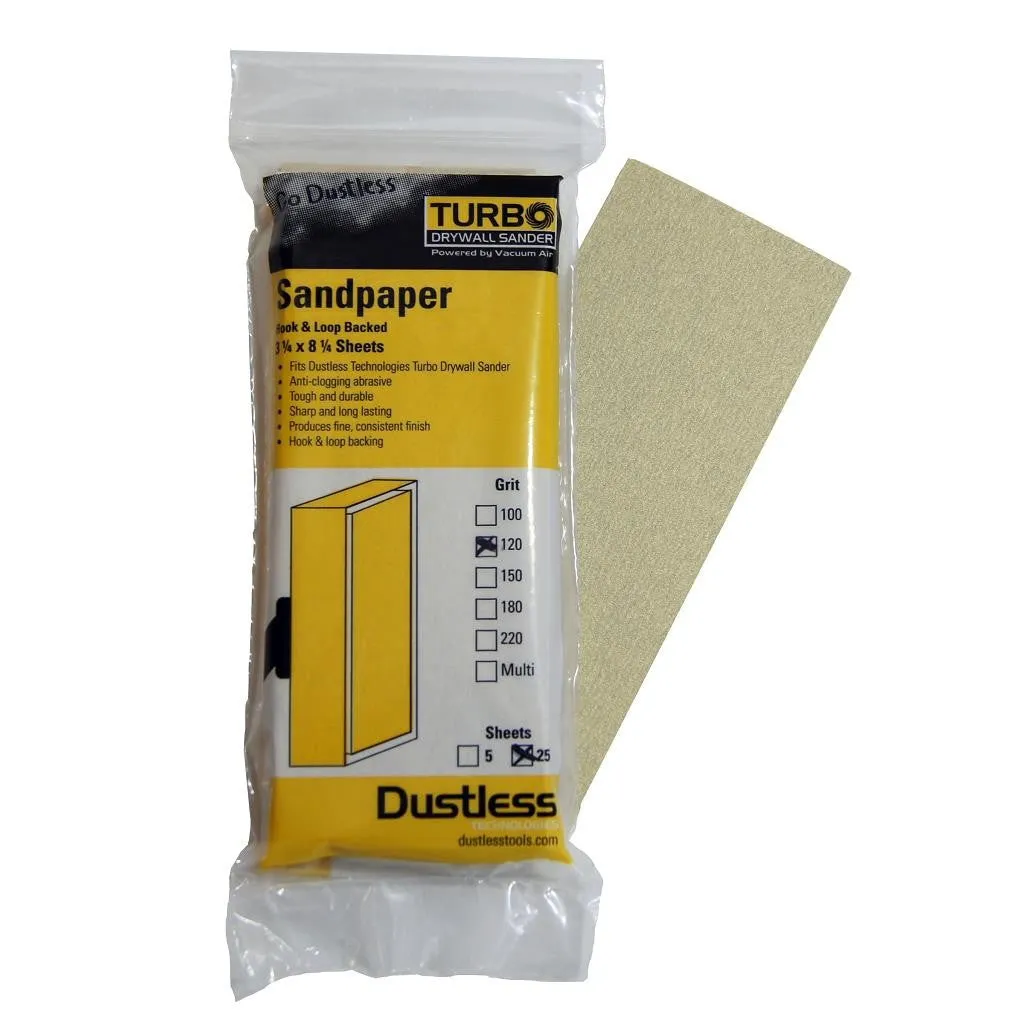 Dustless Sandpaper 120 Grit 25 Pack