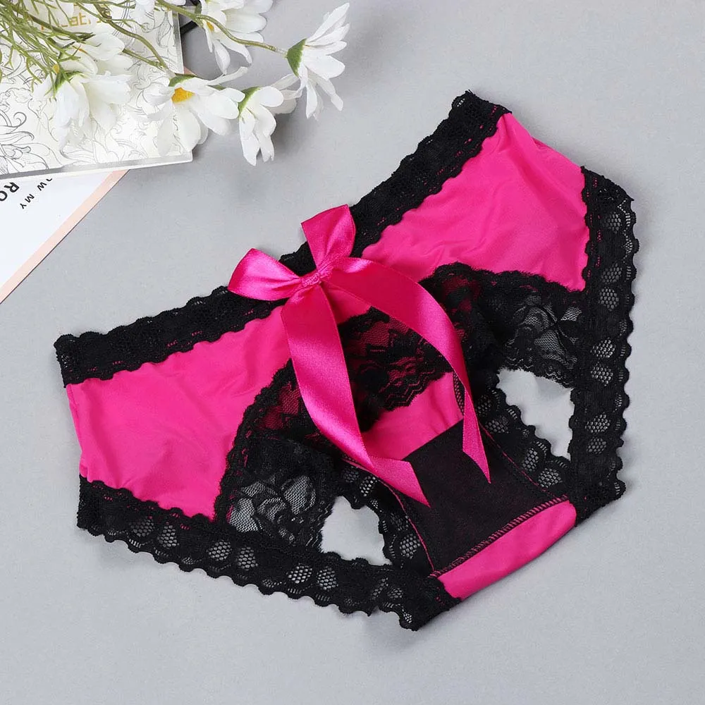 'Easy Access' Crotchless Bow Underwear, Open Crotch Panties.