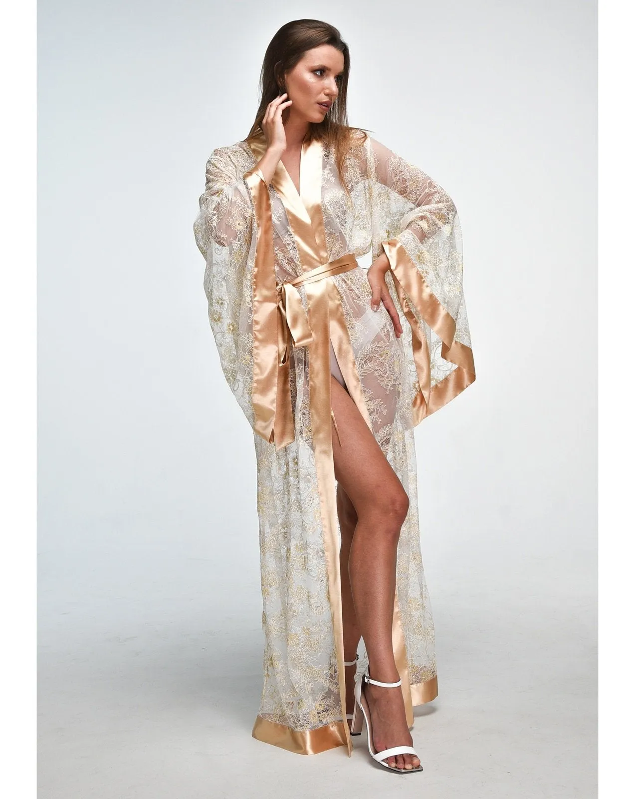 Florence Long Sheer Sexy Lace Robe