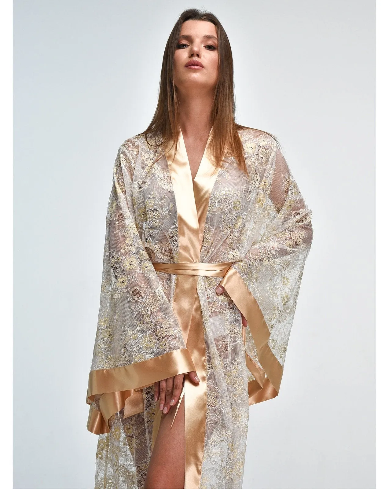 Florence Long Sheer Sexy Lace Robe