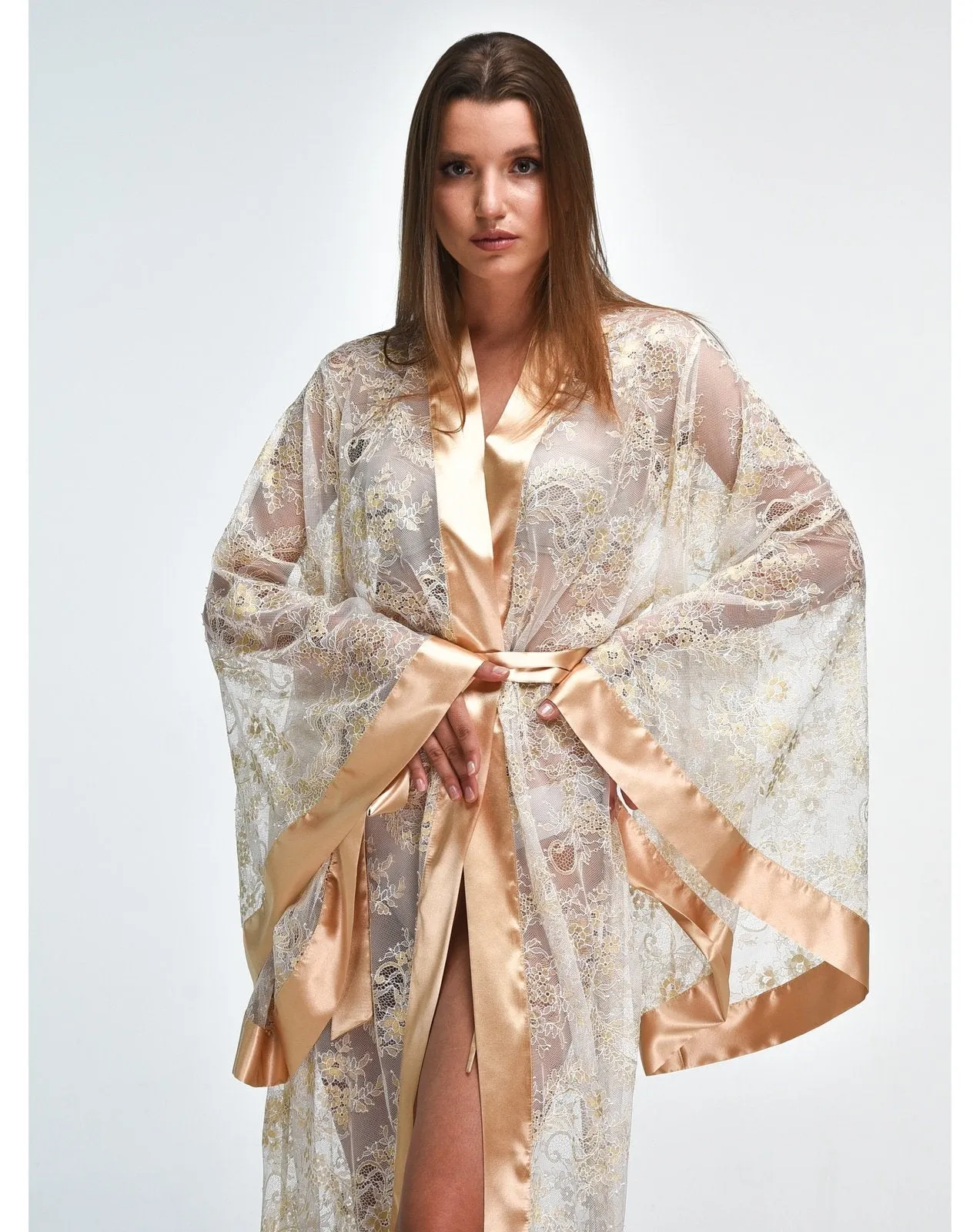 Florence Long Sheer Sexy Lace Robe