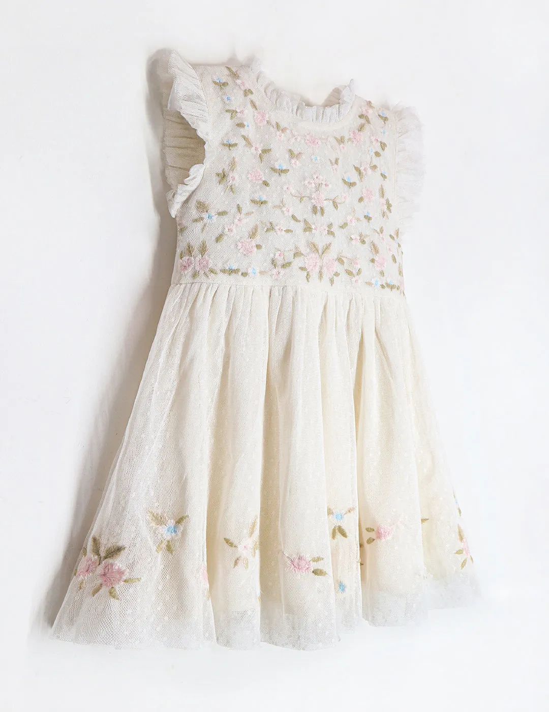 Girls Fit and Flare Embroidery Party Dress