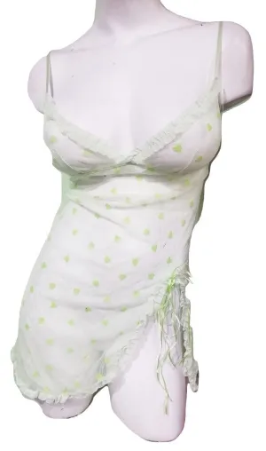 Green Mesh Thigh-Hi Heart Chemise