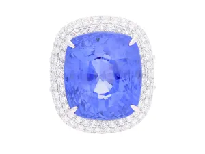 GRS Certified 50.11 Carat Cushion No Heat Sri Lanka Blue Sapphire Ring