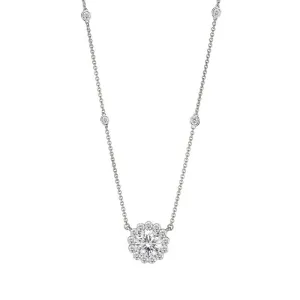 Invisible Collection Forevermark Diamond Halo and Station Necklace, 1.00ctw