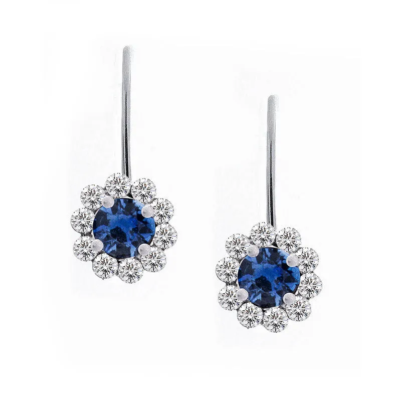 Invisible Set Diamond Halo Leverback Earrings